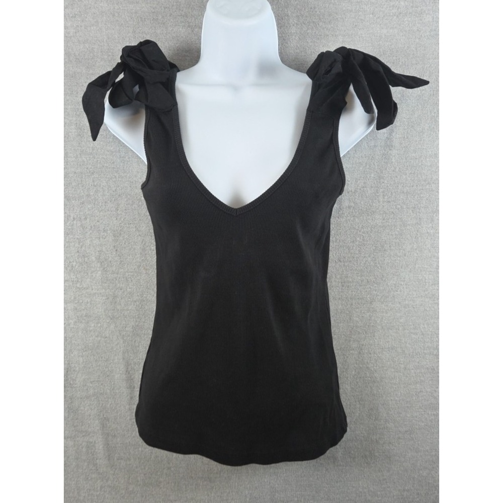 Maeve Anthropologie Bow Tie Tank Top Black S‎ Whimsigoth Vamp Festival Fairy NEW